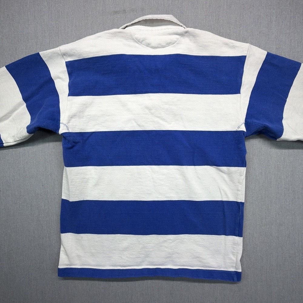 Vintage Barbarian Rugby Mens Medium Striped Longsleeve Polo Calhoun - Picture 11 of 11